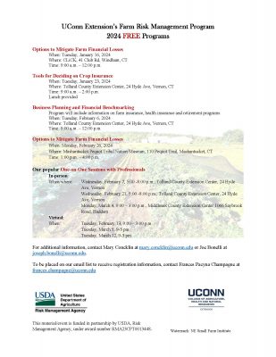UConn Extension's Farm Risk Management Program 2024 FREE Programs